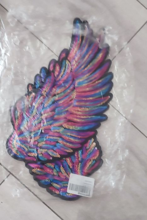 Нашивка наліпка крила ангела різнокольорові паєтки