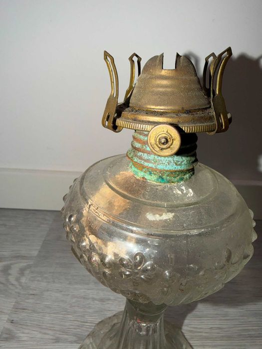 Candeia / Lâmpada de Petróleo Vintage em Vidro e Latão (44 cm)