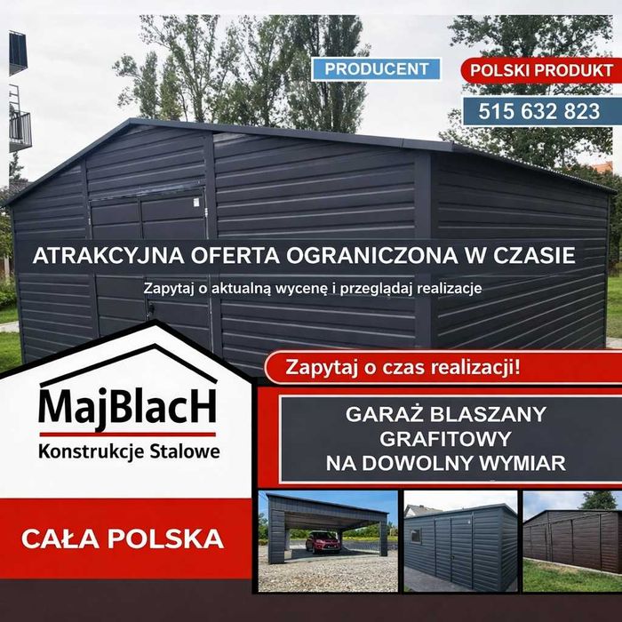 Wiata ZŁOTY DĄB /Hala Garaż / RAL | Montaż Gratis – Maj-BlacH
