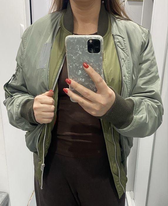Zielona khaki kurtka bomberka flek Asos m-l Unisex