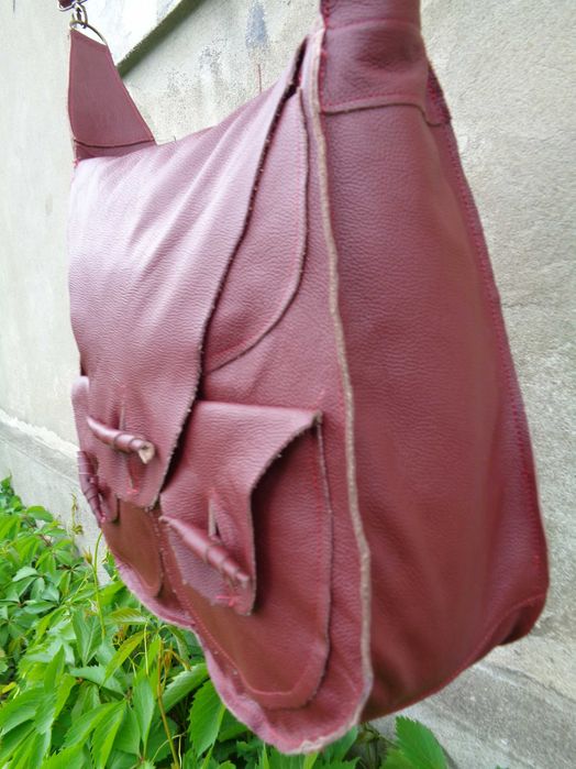 Artystyczna torba - plecak ze skóry. Handmade