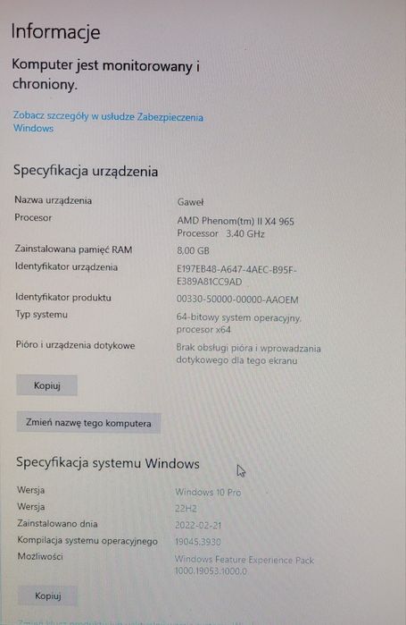 Zestaw komputer stacjonarny Phenom x965 8GB DDR3, 2TB, HD7790 2GB DDR5