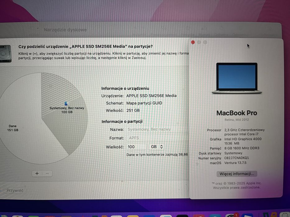 Macbook pro mid 2021 15,4 cali A1398