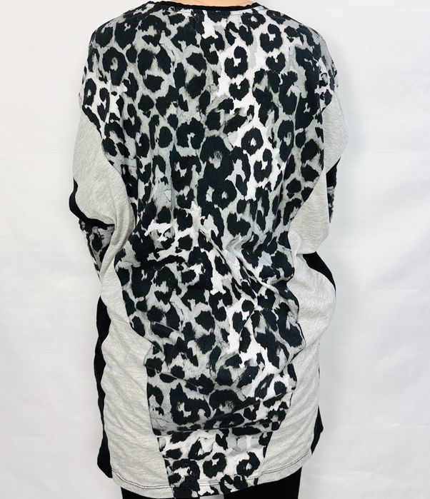 Szaro-czarna tunika z panterkowym panelem XS 34