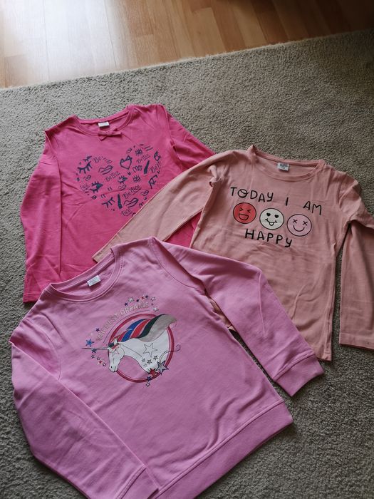3 bluzy bawełniane długi rękaw Txm Kids w r 128.