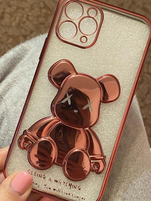 Суперский стильный чехол с розовым мишкой на iPhone 11 Pro