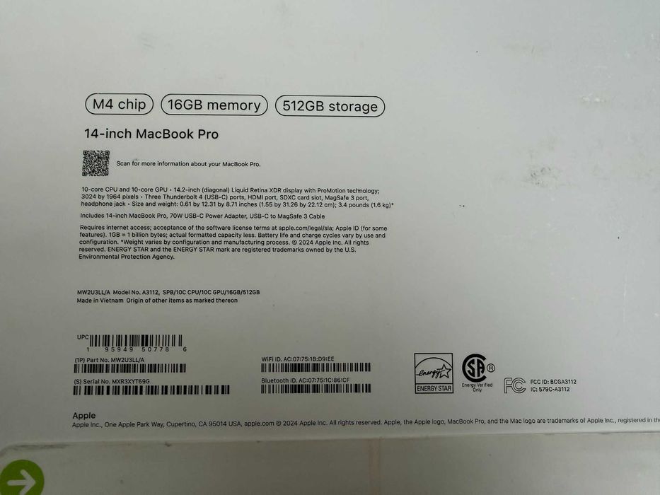 Macbook Pro 14 M4 16/512