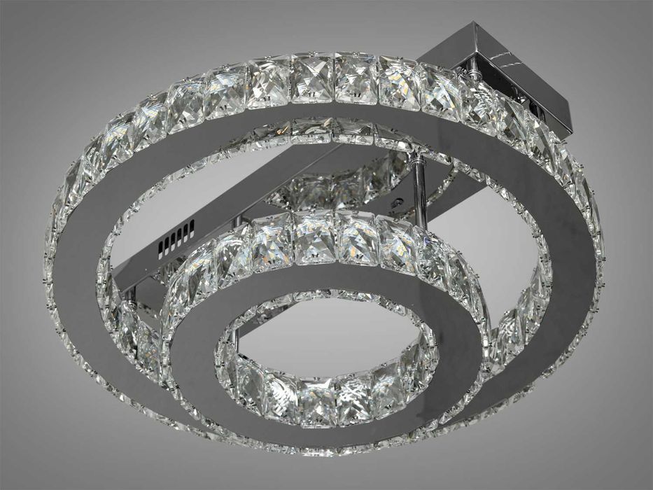 Стельова кришталева LED люстра два кільця  40W