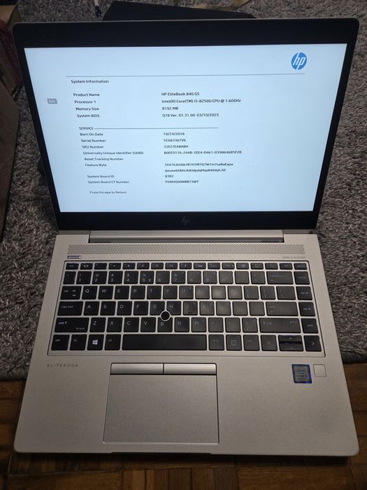 Laptop HP Elitebook 840 G5 i5-8250u sprawna bateria