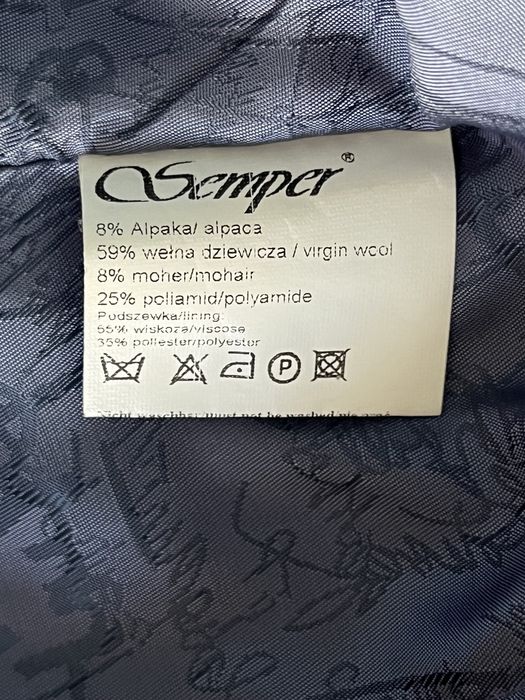 Błękitny płaszcz Semper alpaka wełna moher