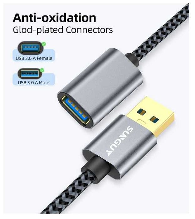 Kabel przedłużający USB A w oplocie 50cm SUNGUY