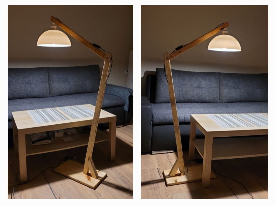 Lampa podłogowa stojąca drewniana