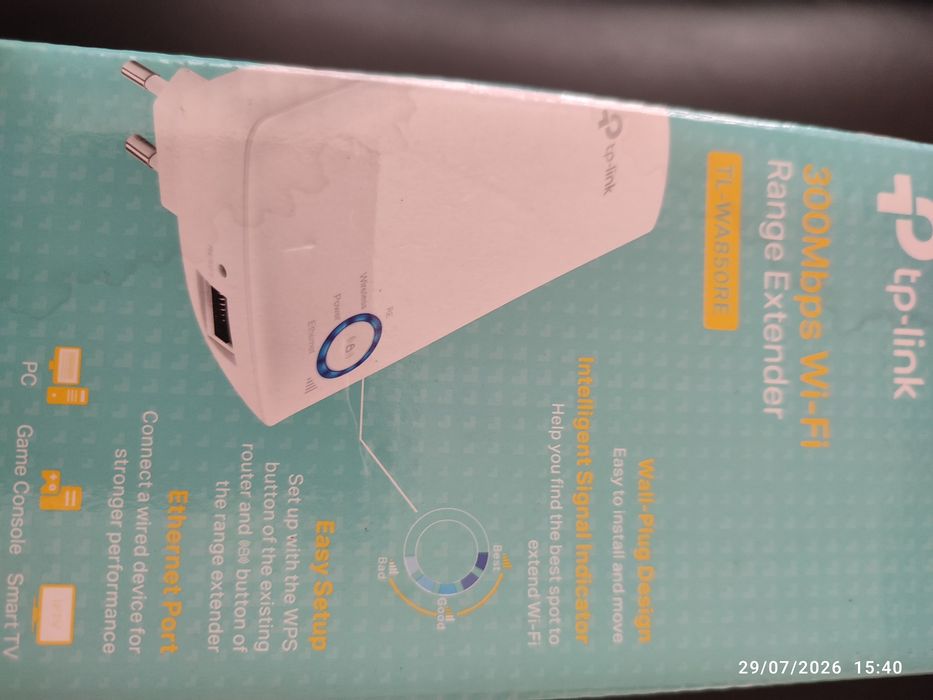 Repetidor / Extensor de Sinal Wi-Fi TP-Link TL-WA850RE (300Mbps) – Como Novo!