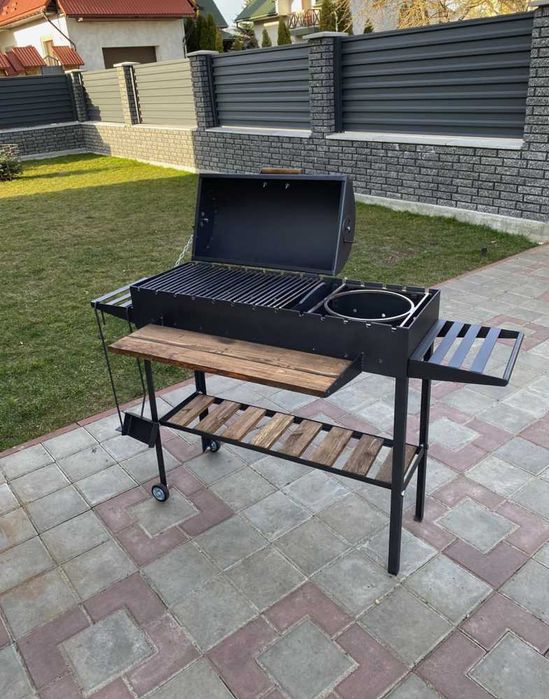 Пересувний мангал гриль з кришкою для барбекю метал 5 мм ПОСИЛЕНИЙ