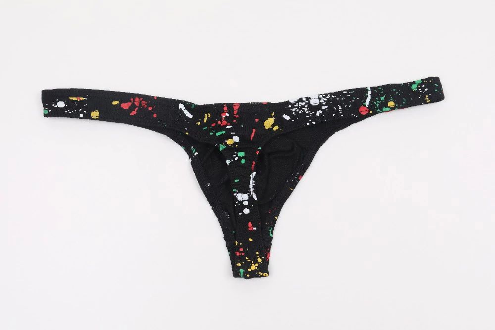 Męskie Bawełniane Stringi z Kolorowym Wzorem Graffiti - XL