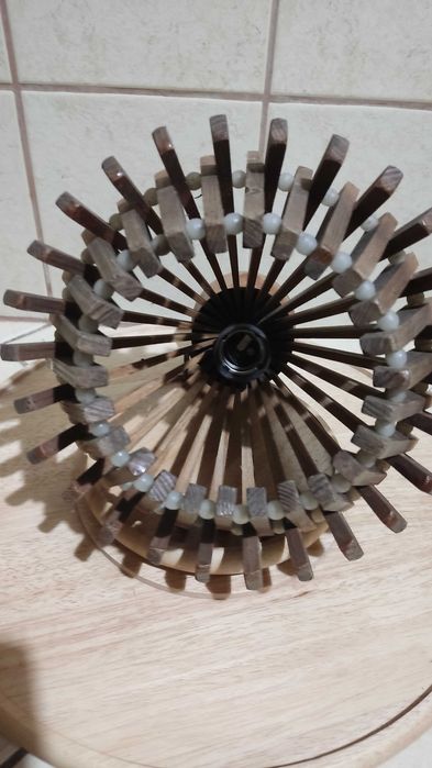 Stara drewniana lampa PRL