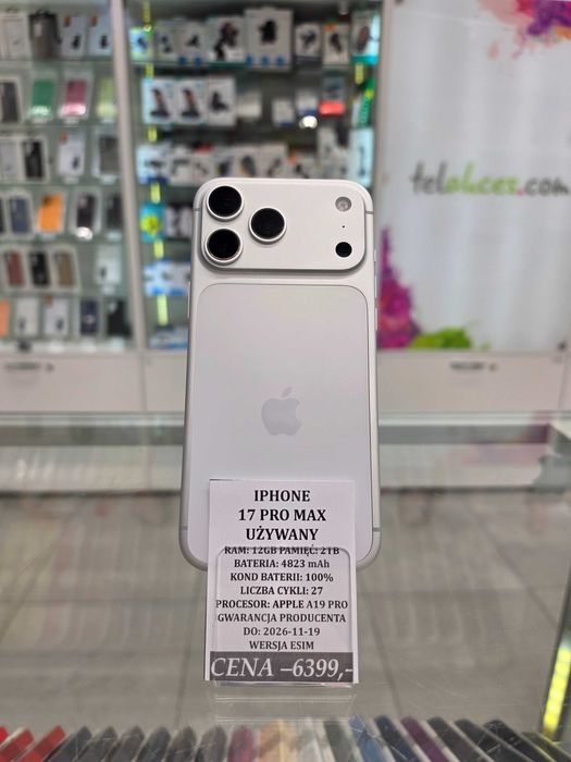 Iphone 17 Pro Max 2TB Bat 100% Gwarancja! Telakces Felicity *Raty 0%