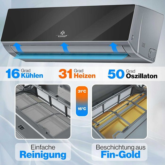 Klimatyzator Split Kesser 12000 BTU ogrzewanie,chłodzenie Wi-Fi