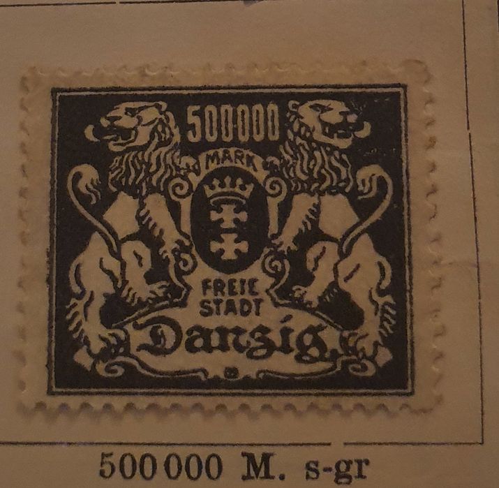 5 znaczkow gdansk 1923