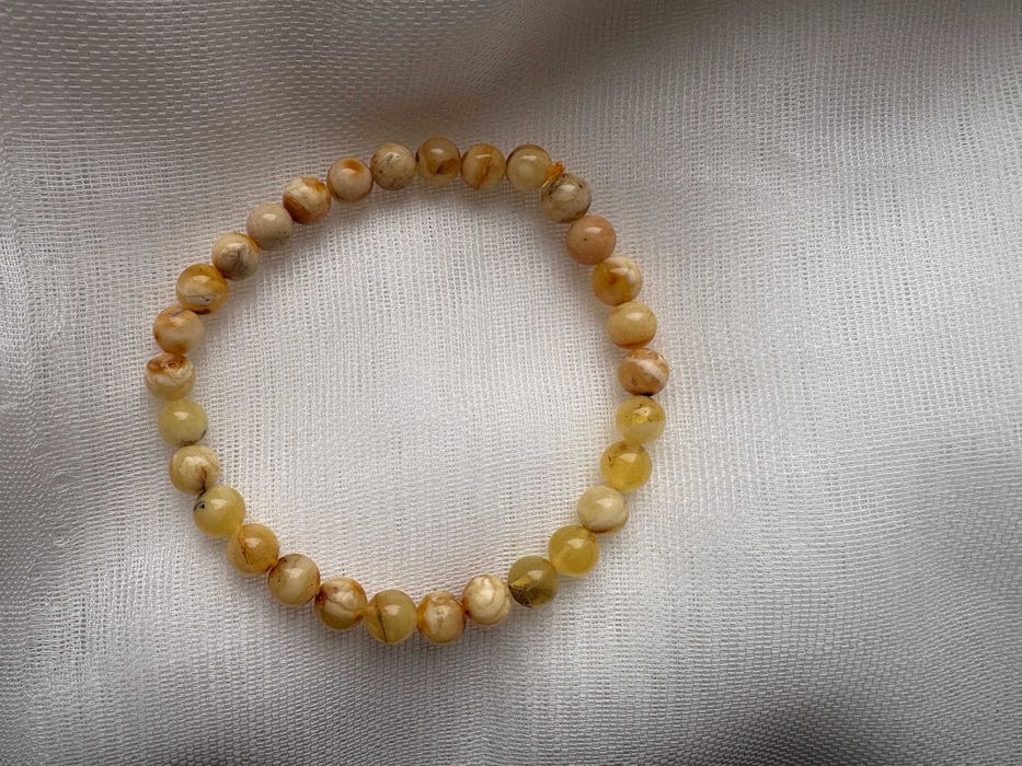 Браслет з балтійського бурштину янтарь 4,78 г 6 мм 16-18см