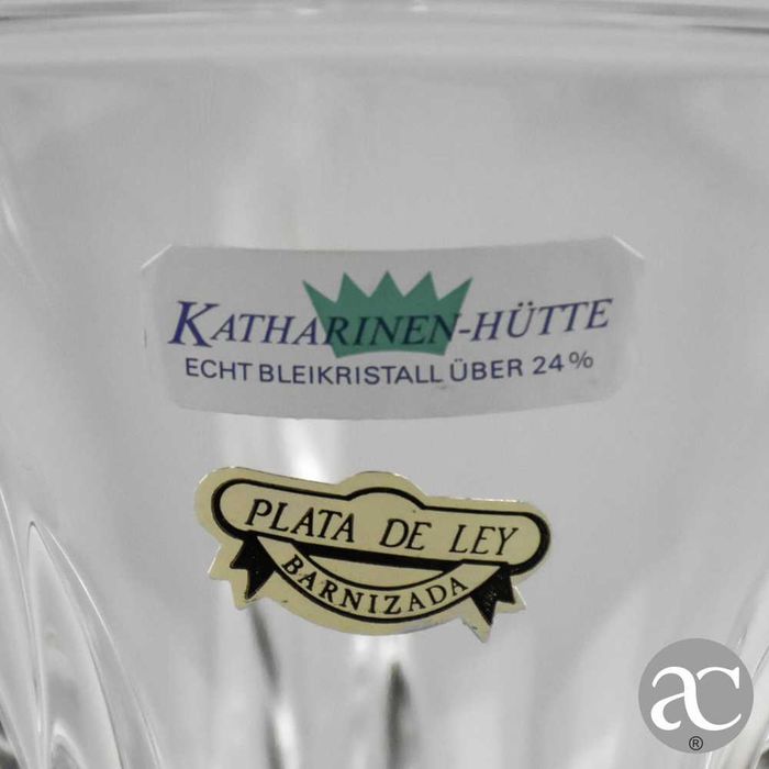 Jarra em cristal de chumbo Katharinen-Hütte com base em prata de lei 925