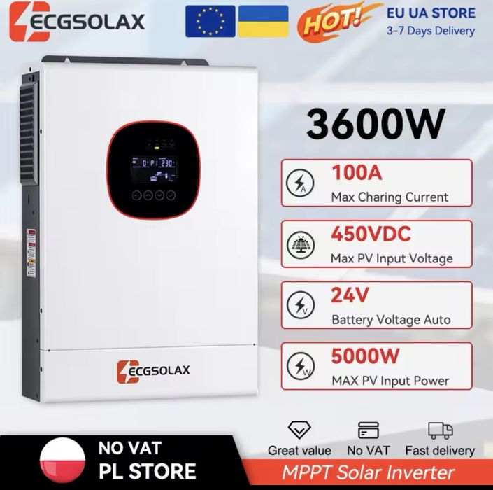 Гібридний інвертор ECGSOLAX 3.6 kW 24V