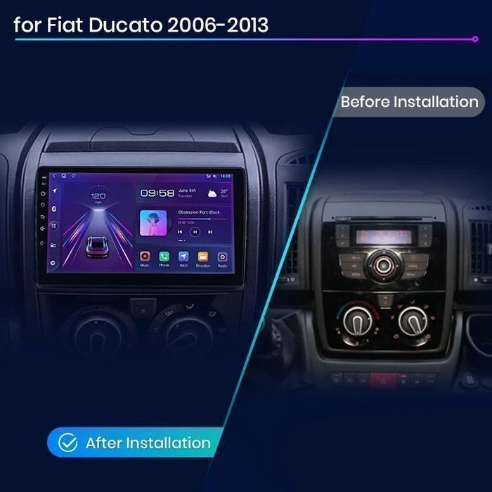 Fiat Ducato/Peugeot Boxer/Citroen Jumper – Radio Android 15 9" CarPlay Android Auto 2GB/32GB GPS Nawigacja Stacja Multimedialna WiFi Bluetooth DSP PL