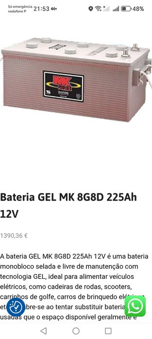 Bateria solares MK 225 AH 60% abaixo do preço habitual