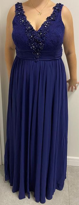 Sukienka plus size MAXI wieczorowa granatowa rozmiar 50 duży biust