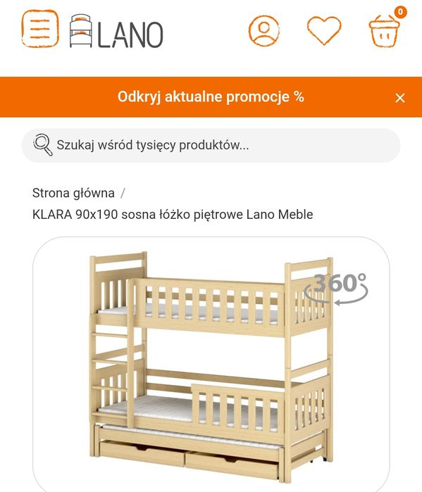 Sprzedam solidne drewniane łóżko piętrowe 3-osobowe