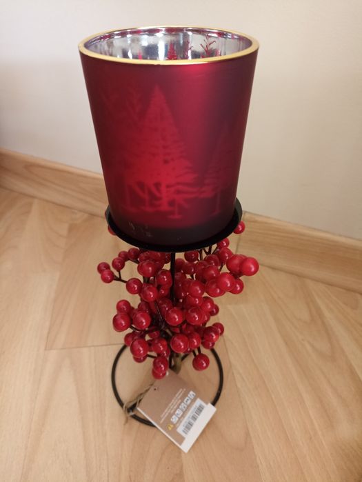 Castiçal Natal vermelho