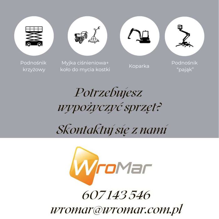 Wynajem podnośnika akumulatorowego/ zwyzek/ mini koparki