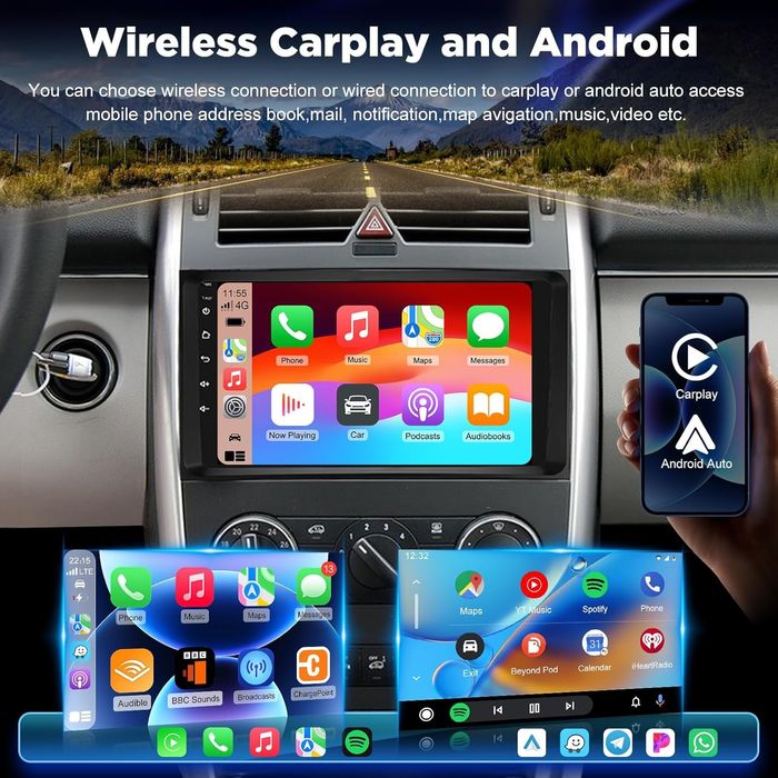 Rádio Android 9" Mercedes CarPlay WiFi GPS