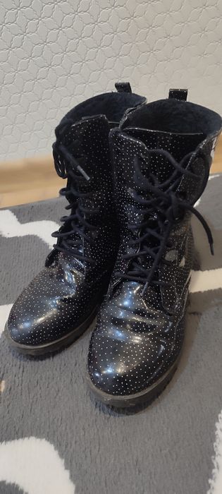Botki ocieplane Zara 36 w kropki