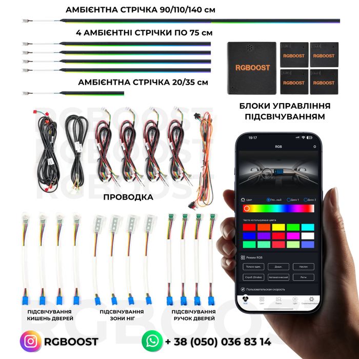 AMBIENT LIGHT декоративная подсветка салона авто RGB/Symphomy 6в1/18в1