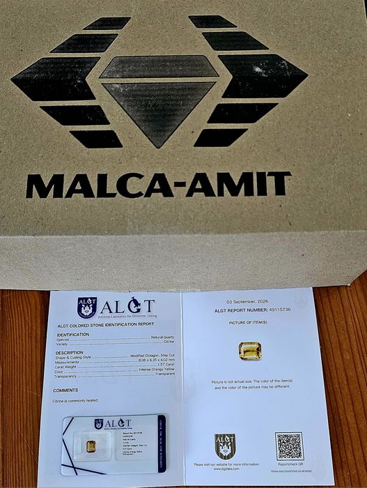 citrino natural — certificado ALGT Antwerp