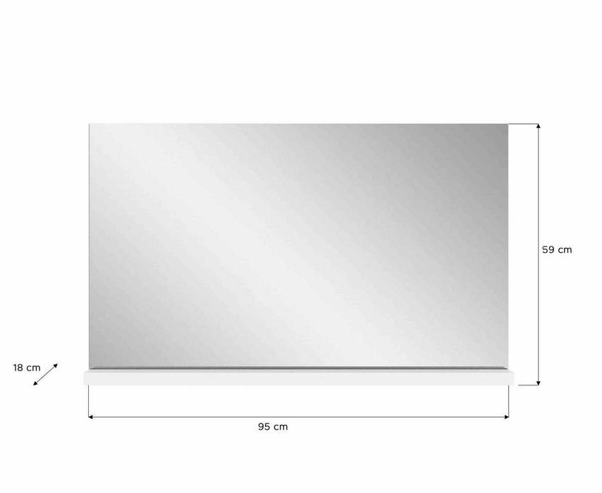 Lustro wiszące z półką (95x59x18) Nowe