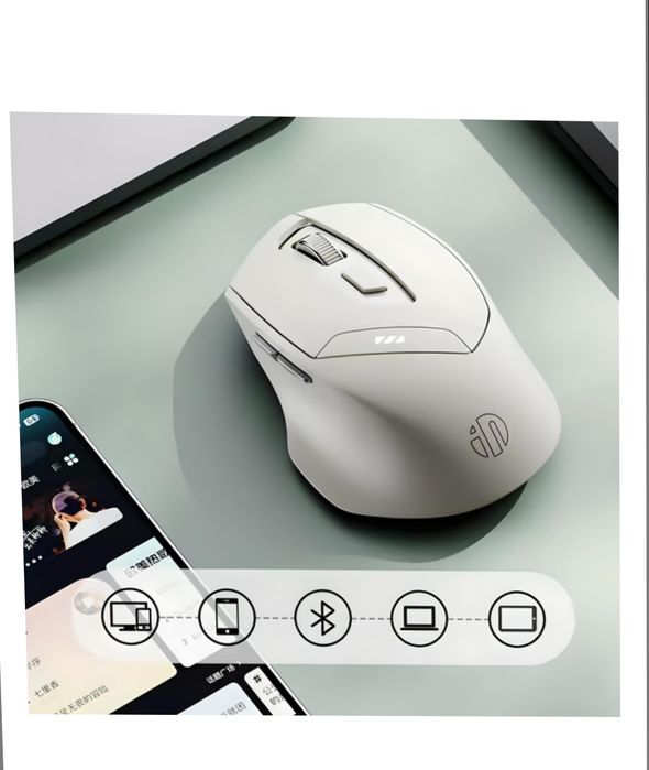 Миша INPHIC DR6 бездротова Bluetooth + USB 2.4ГГц та 1600 DPI, бежевий