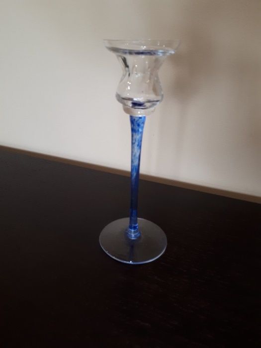 świecznik szklany ozdobny z czasów PRL PRL-u unikat zabytek antyk