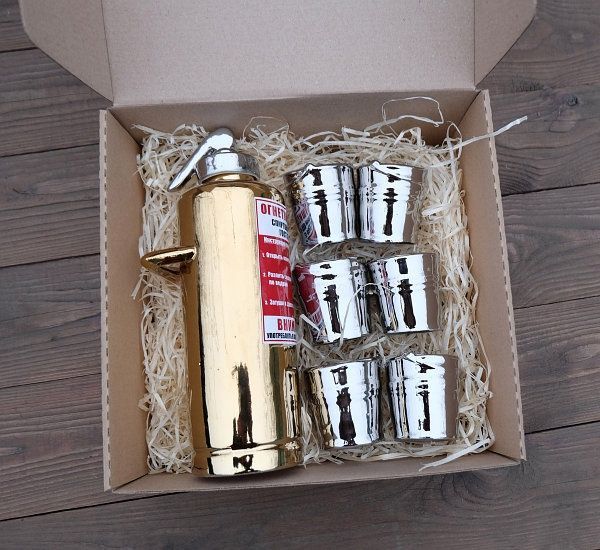 Золотой огнетушитель для спиртного, Оригинальный подарок мужчине