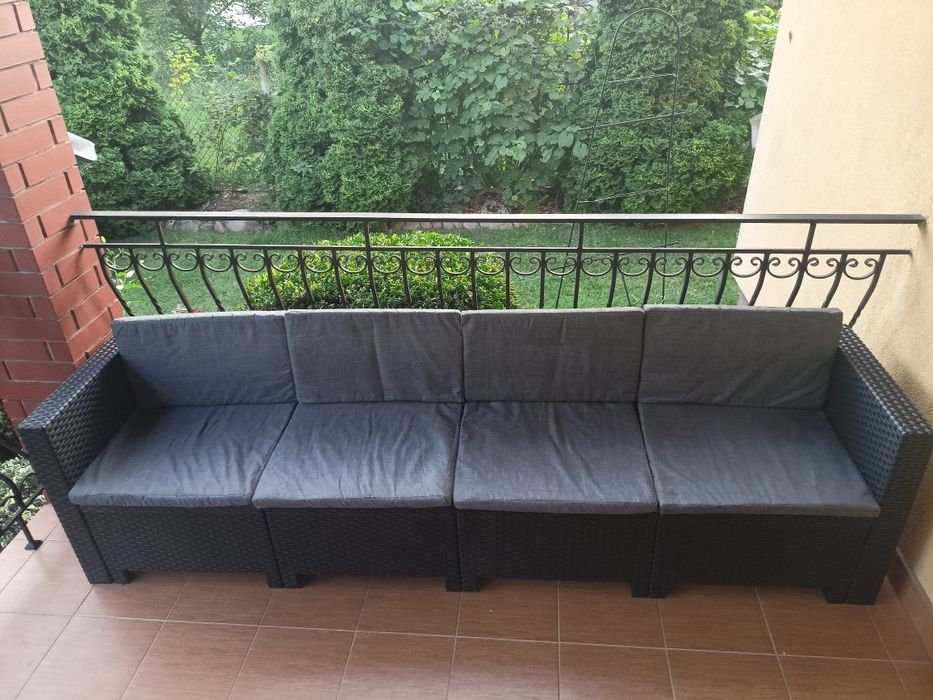 Czteroosobowa sofa z technorattanu antracyt nowa