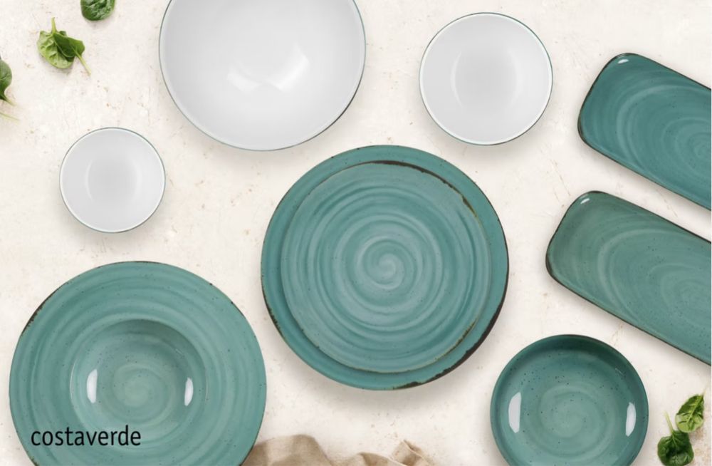 Conjunto de loica de 46 pecas Linha Rustico Costa Verde
