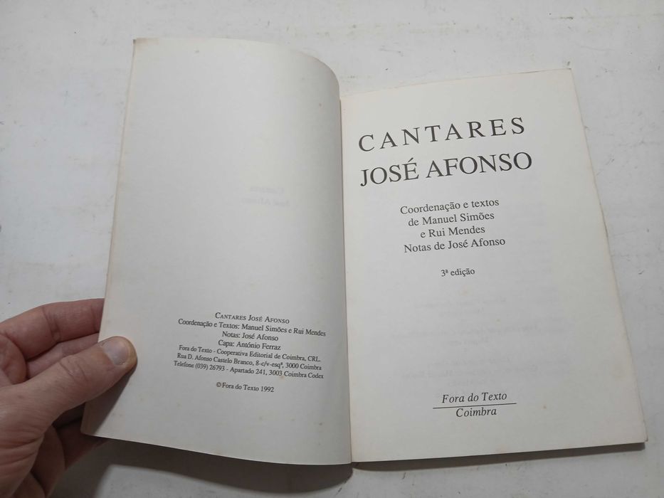 Livro - Cantares José Afonso - Zeca - 3º edição