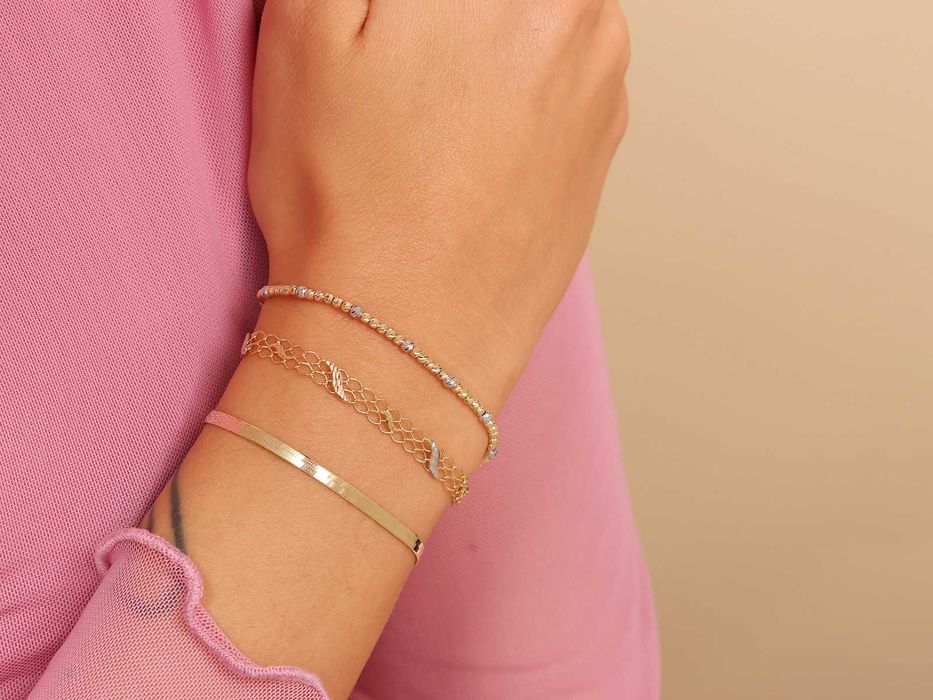 Złota bransoletka delikatna taśma płaski splot 2.8mm PR 585