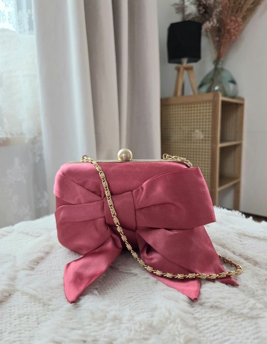 Kopertówka Torebka elegancka wizytowa Róż Złoto John Lewis Na wesele