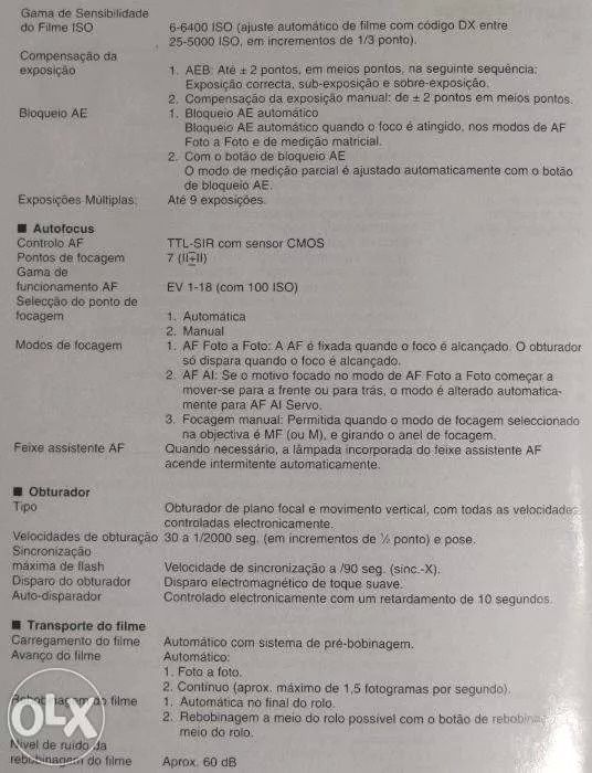 Câmara Fotográfica CANON EOS 300 - SLR de filme (Rolo)