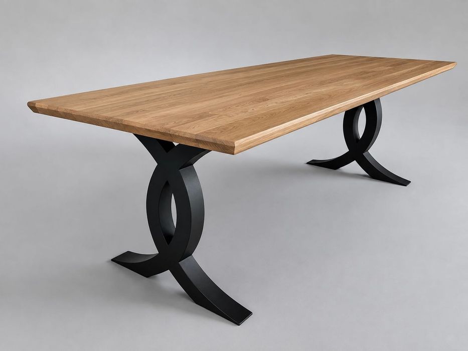 Stół dębowy premium lite drewno metalowe nogi industrial design INFINITY - Producent wysoka jakość