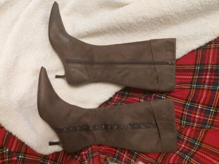 Деми сапожки шпилька keys, италия - 41р 26см. сапоги широкое голенище