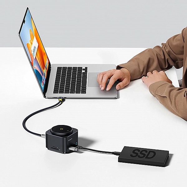 Hub USB-C 7w1 Baseus MagPro Series II z ładowarką kompatybilną z MagSa