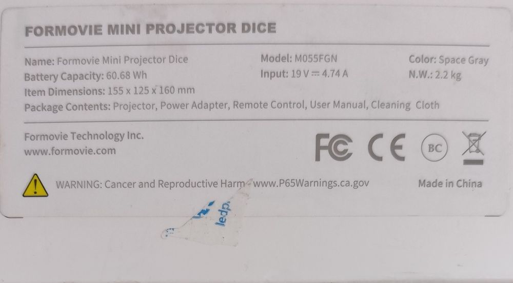 Проектор Xiaomi fengmi formovie dice портативний автономний DLP LED